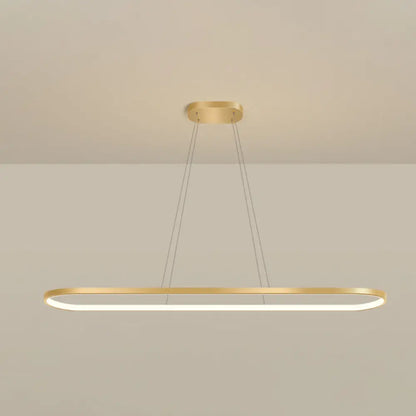 DecorBites™ Minimalist LED Gold Plated Pendant Light Fixture for Table - Metal Oblong Design