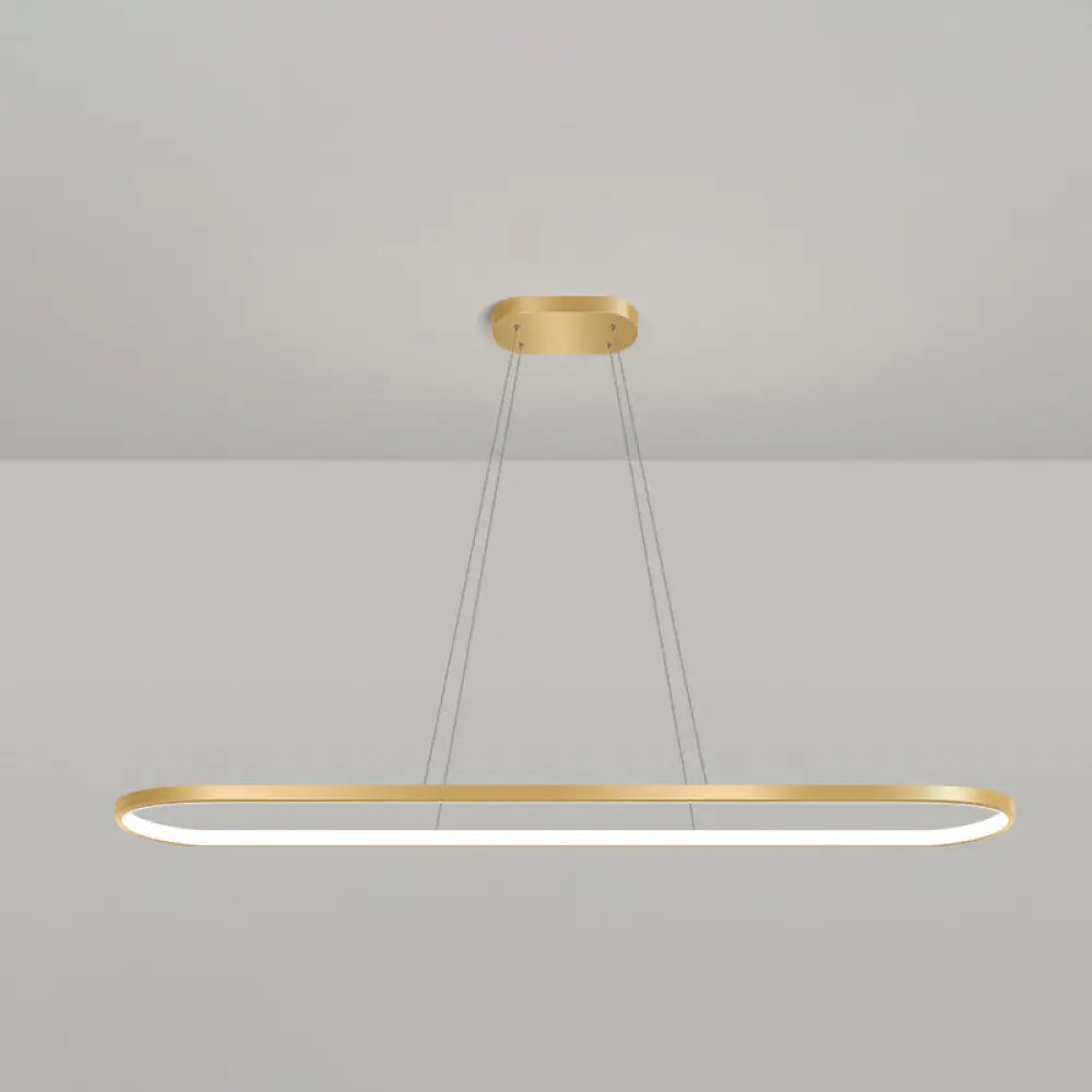 DecorBites™ Minimalist LED Gold Plated Pendant Light Fixture for Table - Metal Oblong Design