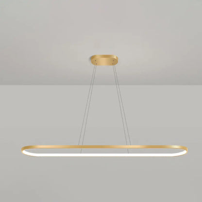 DecorBites™ Minimalist LED Gold Plated Pendant Light Fixture for Table - Metal Oblong Design
