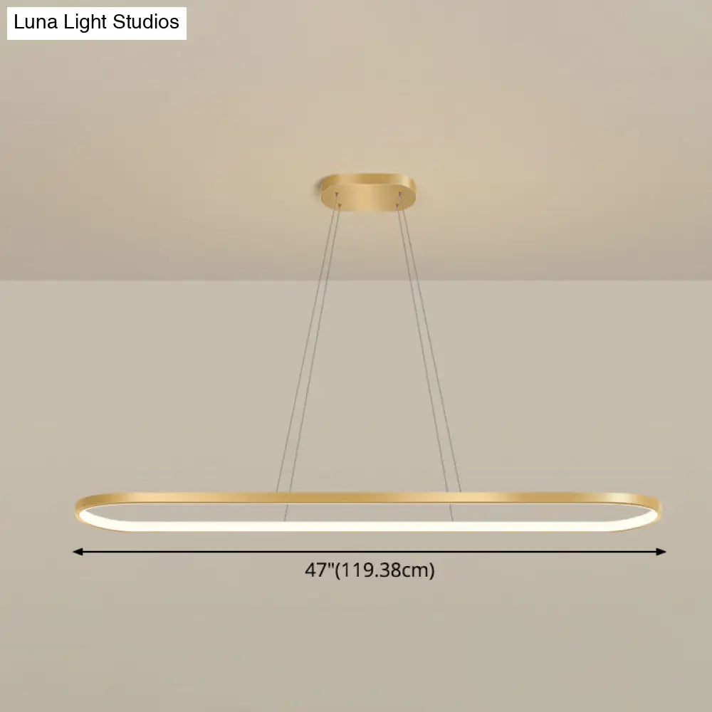 DecorBites™ Minimalist LED Gold Plated Pendant Light Fixture for Table - Metal Oblong Design