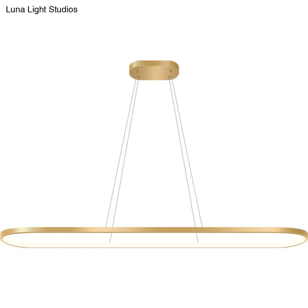 DecorBites™ Minimalist LED Gold Plated Pendant Light Fixture for Table - Metal Oblong Design