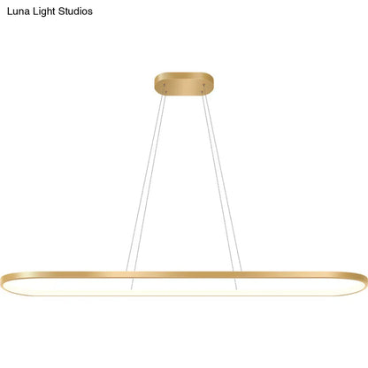 DecorBites™ Minimalist LED Gold Plated Pendant Light Fixture for Table - Metal Oblong Design
