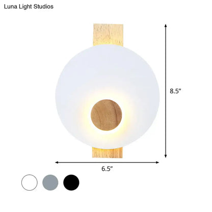 Minimalist led gray metal disk wall sconce bedroom 110v-120v light