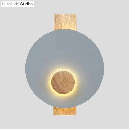 Minimalist led gray metal disk wall sconce bedroom 110v-120v light