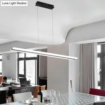 DecorBites™ Minimalist LED Hanging Lamp with Black and White Plank Design - Acrylic Island Lighting for Tables