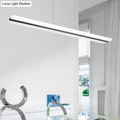DecorBites™ Minimalist LED Hanging Lamp with Black and White Plank Design - Acrylic Island Lighting for Tables