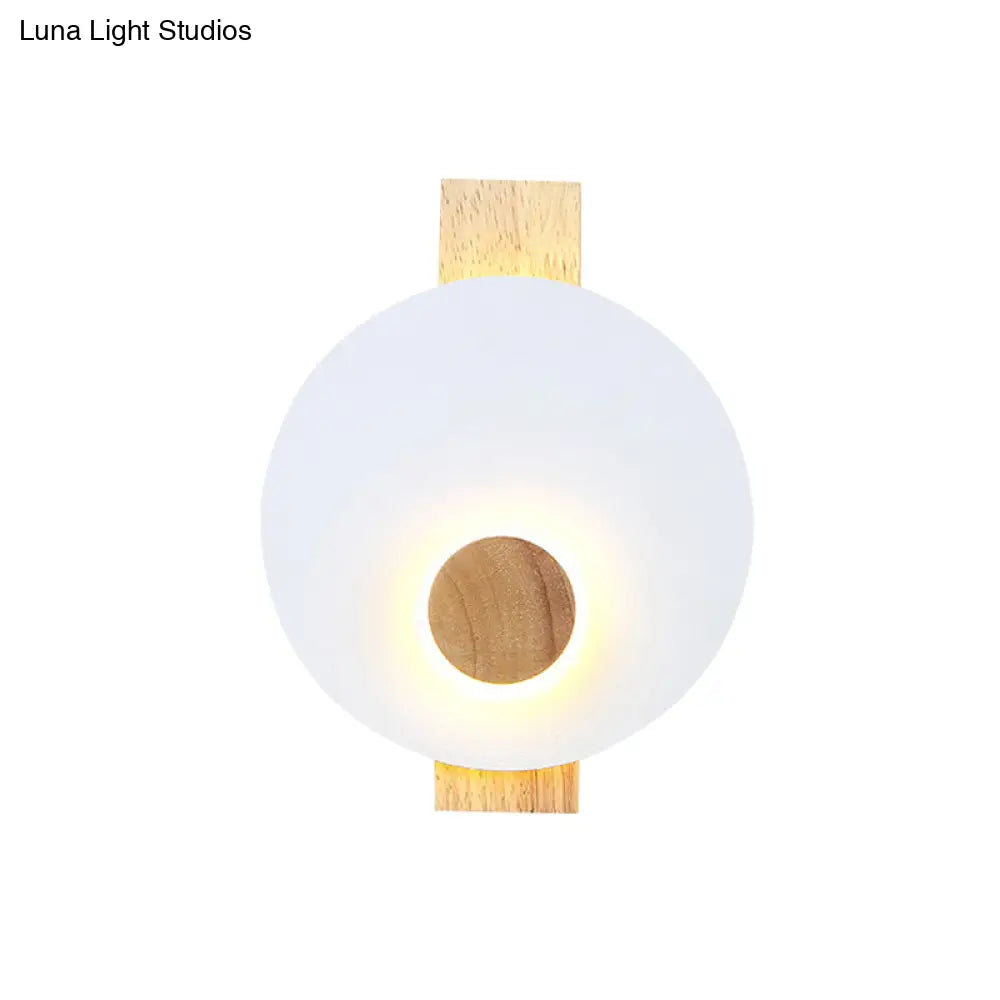 DecorBites™ Minimalist LED Metal Disk Wall Light Fixture with Wood Backplate - Black/Grey/White