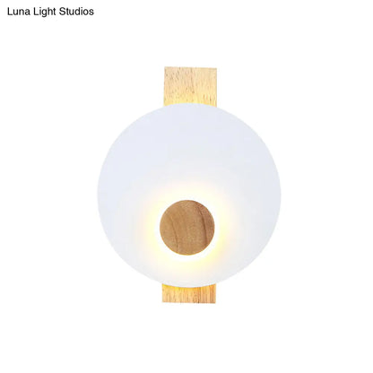 DecorBites™ Minimalist LED Metal Disk Wall Light Fixture with Wood Backplate - Black/Grey/White