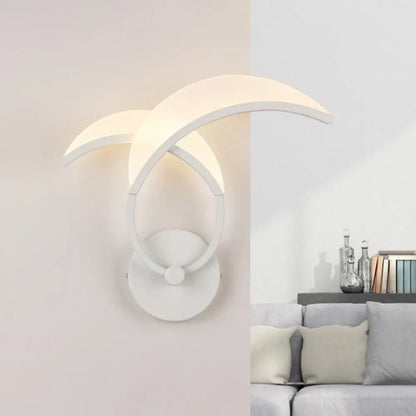 DecorBites™ Minimalist LED Metallic Wall Sconce - White Double Curved Linear Design - Warm/White Light