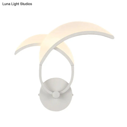 DecorBites™ Minimalist LED Metallic Wall Sconce - White Double Curved Linear Design - Warm/White Light