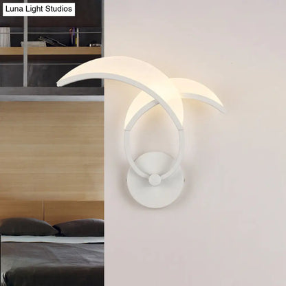DecorBites™ Minimalist LED Metallic Wall Sconce - White Double Curved Linear Design - Warm/White Light