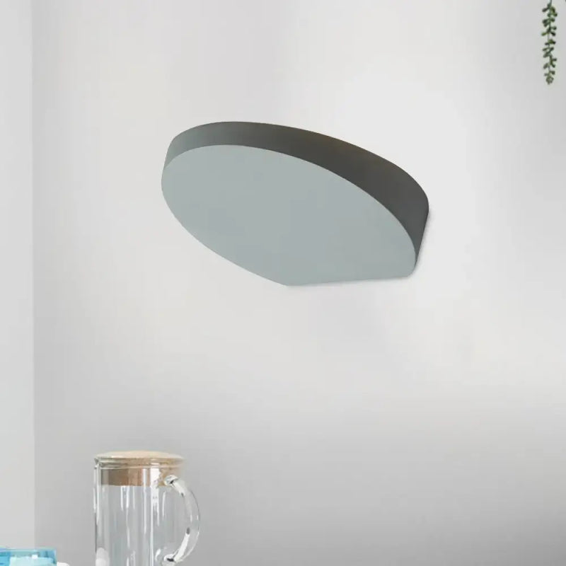 Minimalist led oval wall sconce grey aluminum light for corridor
