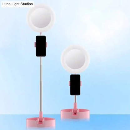 Minimalist led ring light with usb power source bedroom phone stand