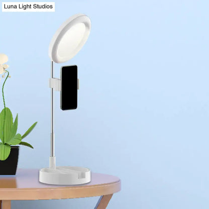 Minimalist led ring light with usb power source bedroom phone stand