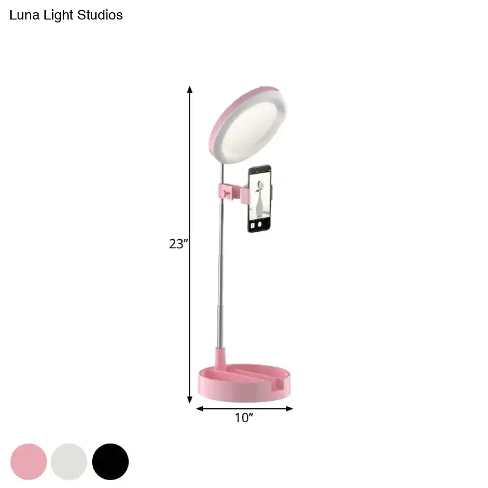Minimalist led ring light with usb power source bedroom phone stand