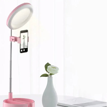 Minimalist led ring light with usb power source bedroom phone stand