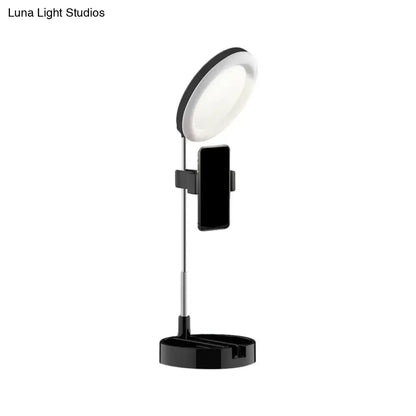 Minimalist led ring light with usb power source bedroom phone stand