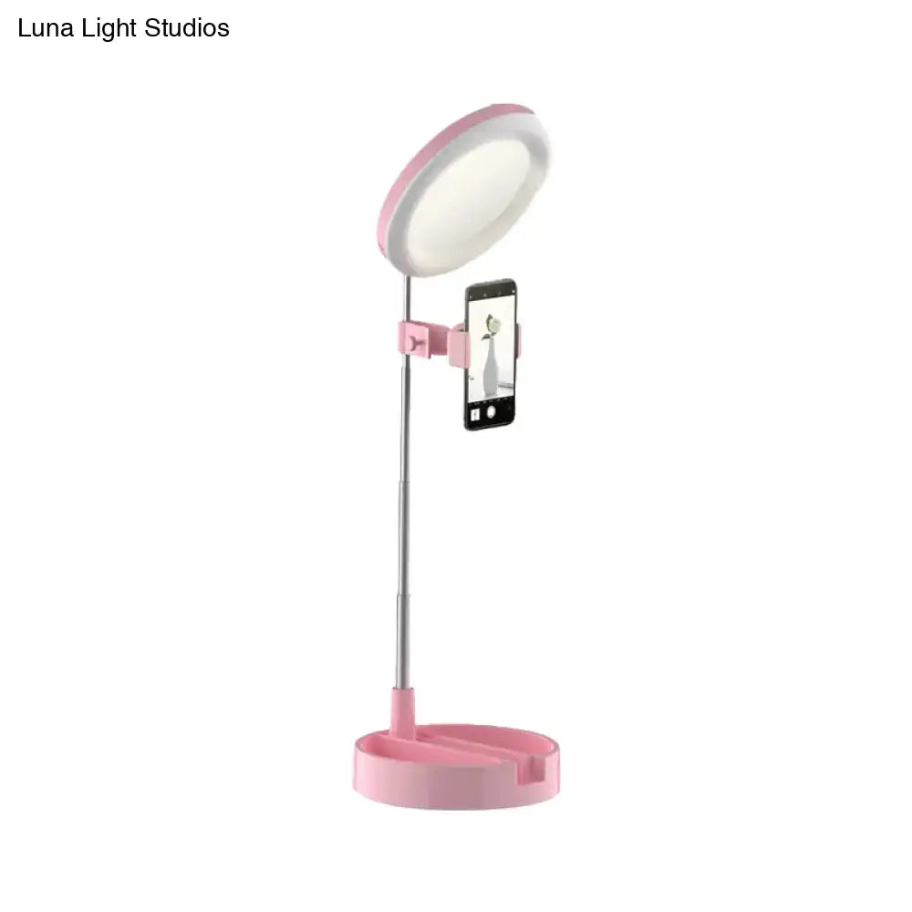 Minimalist led ring light with usb power source bedroom phone stand
