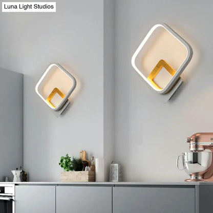DecorBites™ Minimalist LED Square Wall Sconce Light - White Metal Wall Mounted Lamp for Bedroom