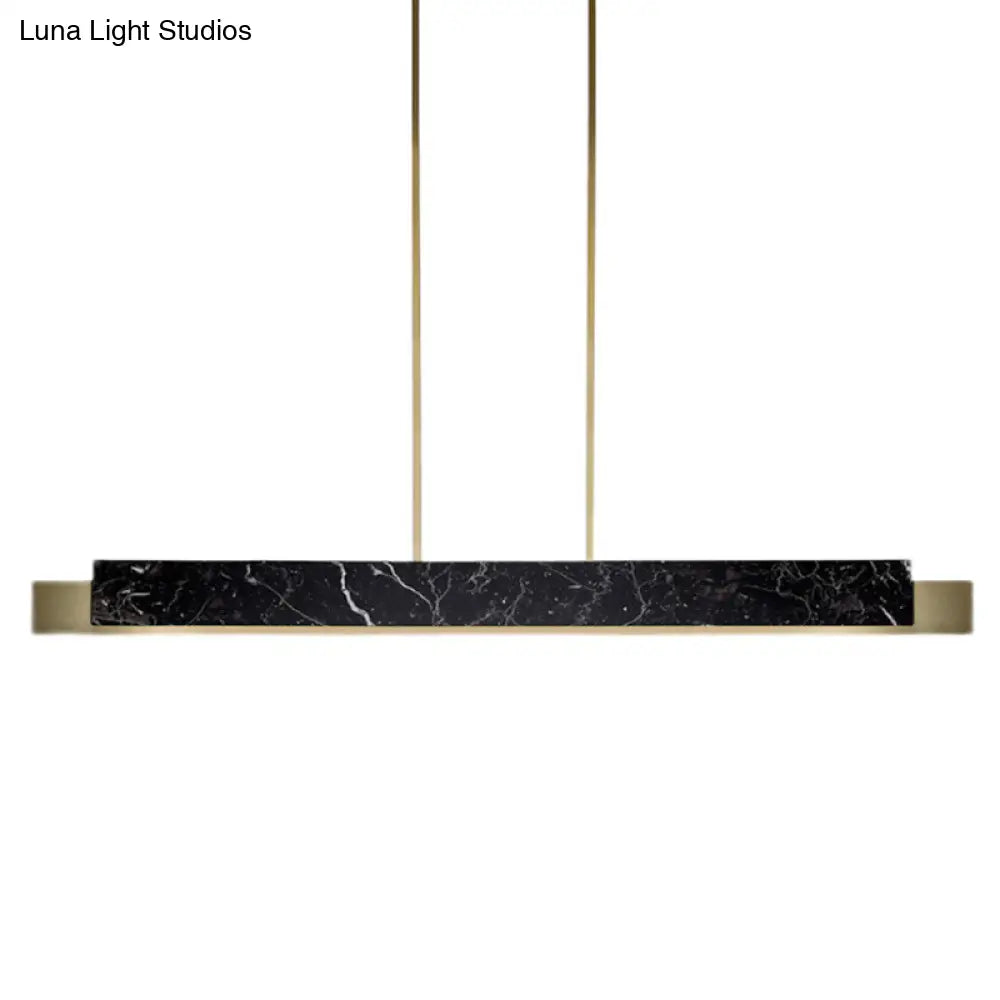 DecorBites™ Minimalist LED Suspension Lighting Fixture: Rectangular Island Light with Marble Accent, Ideal for Dining Areas