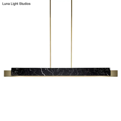 DecorBites™ Minimalist LED Suspension Lighting Fixture: Rectangular Island Light with Marble Accent, Ideal for Dining Areas