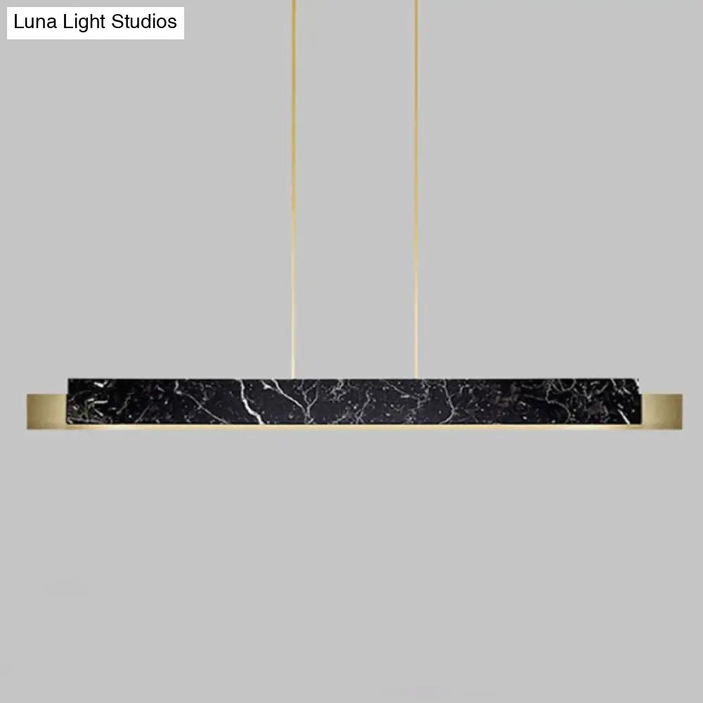 DecorBites™ Minimalist LED Suspension Lighting Fixture: Rectangular Island Light with Marble Accent, Ideal for Dining Areas