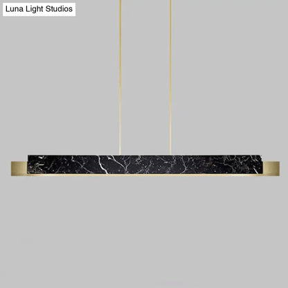 DecorBites™ Minimalist LED Suspension Lighting Fixture: Rectangular Island Light with Marble Accent, Ideal for Dining Areas