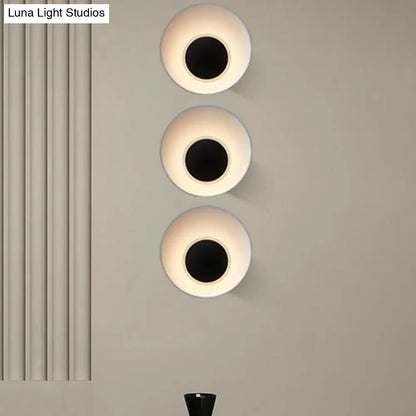 DecorBites™ Minimalist LED Wall Lamp: White/Black/Pink Finish Bowl Sconce Light for Drawing Room