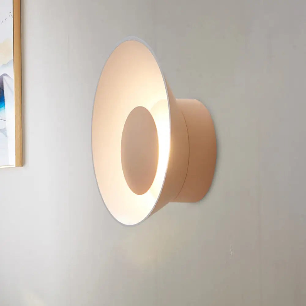 DecorBites™ Minimalist LED Wall Lamp: White/Black/Pink Finish Bowl Sconce Light for Drawing Room