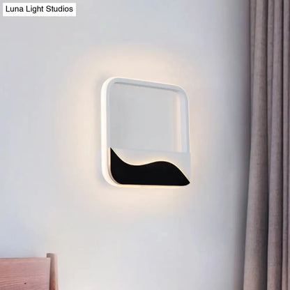 DecorBites™ Minimalist LED Wall Light w/ Wave Patterned Acrylic Frame - black/white, warm/white