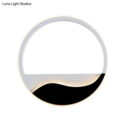 DecorBites™ Minimalist LED Wall Light w/ Wave Patterned Acrylic Frame - black/white, warm/white