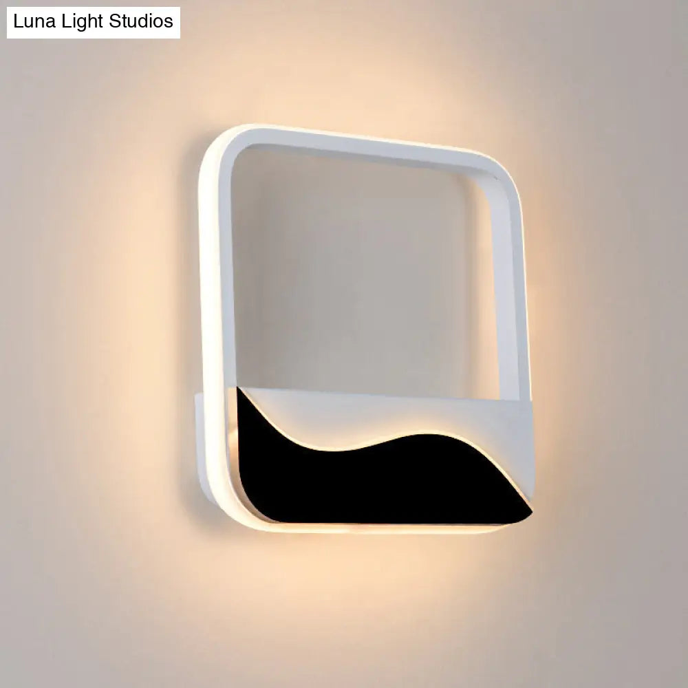 DecorBites™ Minimalist LED Wall Light w/ Wave Patterned Acrylic Frame - black/white, warm/white