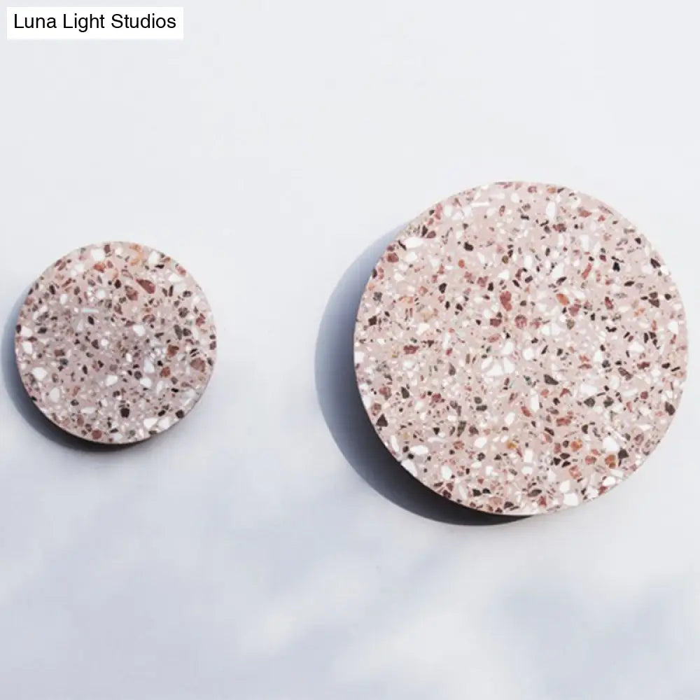 DecorBites™ Minimalist LED Wall Sconce: Disc Shaped Terrazzo Bedroom Light - Pink/Blue/Black, 7"/10" Diameter