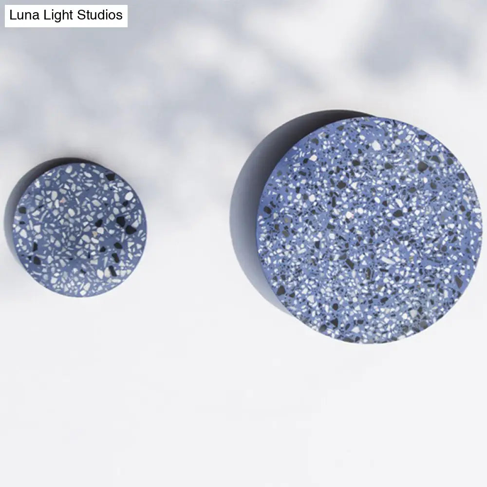 DecorBites™ Minimalist LED Wall Sconce: Disc Shaped Terrazzo Bedroom Light - Pink/Blue/Black, 7"/10" Diameter