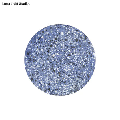 DecorBites™ Minimalist LED Wall Sconce: Disc Shaped Terrazzo Bedroom Light - Pink/Blue/Black, 7"/10" Diameter