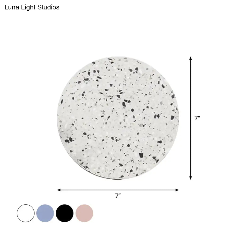 DecorBites™ Minimalist LED Wall Sconce: Disc Shaped Terrazzo Bedroom Light - Pink/Blue/Black, 7"/10" Diameter
