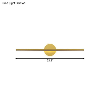DecorBites™ Minimalist LED Wall Sconce in Gold - Metal Linear & Round Vanity Light, 16"/23.5"/31.5" Wide