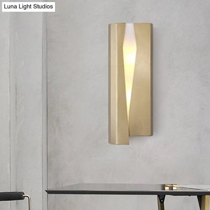 DecorBites™ Minimalist LED Wall Sconce Light in Gold for Living Room - Metal Rectangle Wall Mount Lamp