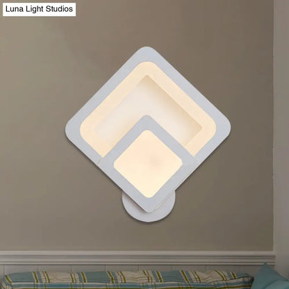 DecorBites™ Minimalist LED Wall Sconce Light with Acrylic Shade - White Square/Oval - Wall Mounted Lamp - Warm/White