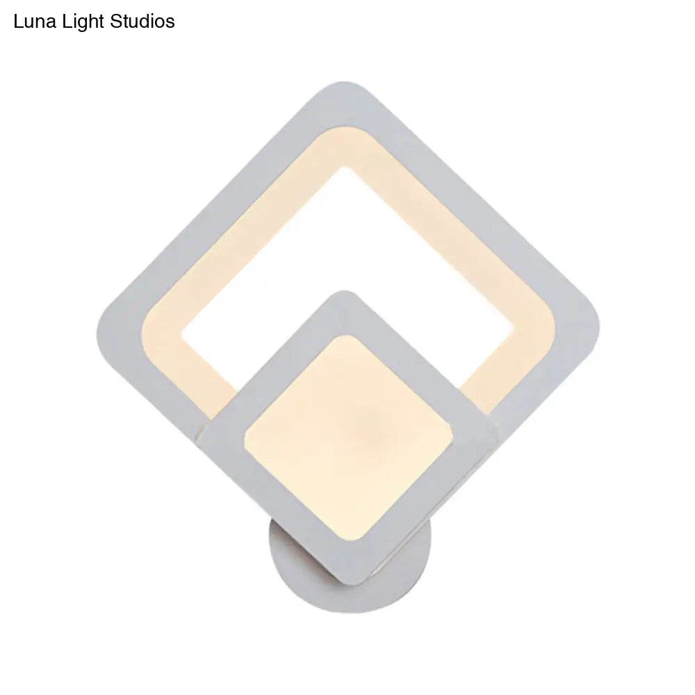 DecorBites™ Minimalist LED Wall Sconce Light with Acrylic Shade - White Square/Oval - Wall Mounted Lamp - Warm/White