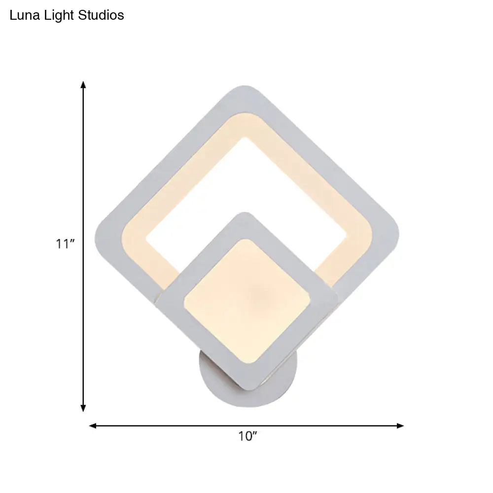 DecorBites™ Minimalist LED Wall Sconce Light with Acrylic Shade - White Square/Oval - Wall Mounted Lamp - Warm/White