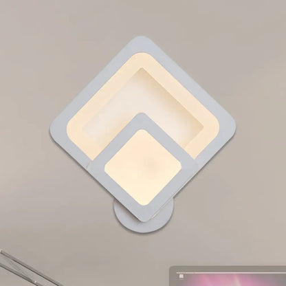 DecorBites™ Minimalist LED Wall Sconce Light with Acrylic Shade - White Square/Oval - Wall Mounted Lamp - Warm/White