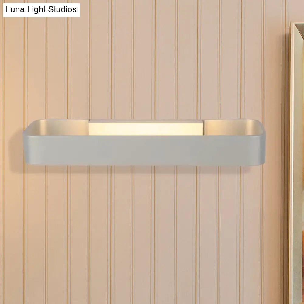 DecorBites™ Minimalist LED Wall Sconce: Rectangular Aluminum Fixture, 12"/16" Diameter, Black/White