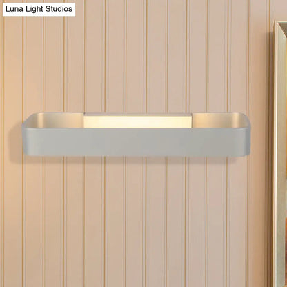 DecorBites™ Minimalist LED Wall Sconce: Rectangular Aluminum Fixture, 12"/16" Diameter, Black/White