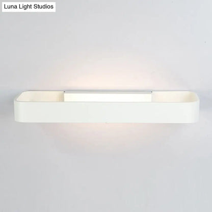 DecorBites™ Minimalist LED Wall Sconce: Rectangular Aluminum Fixture, 12"/16" Diameter, Black/White