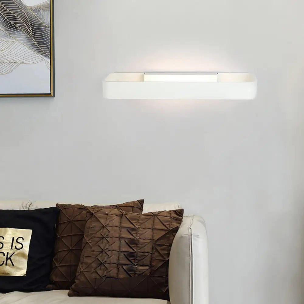 DecorBites™ Minimalist LED Wall Sconce: Rectangular Aluminum Fixture, 12"/16" Diameter, Black/White