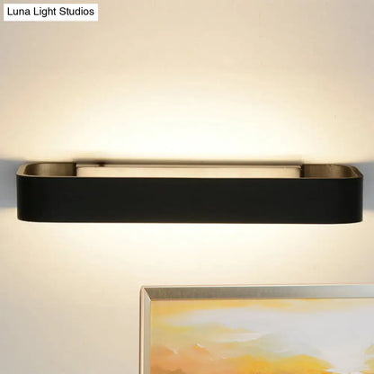 DecorBites™ Minimalist LED Wall Sconce: Rectangular Aluminum Fixture, 12"/16" Diameter, Black/White