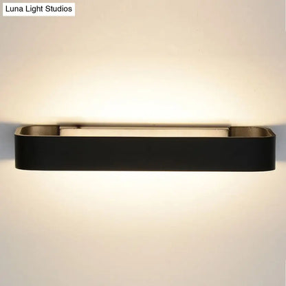 DecorBites™ Minimalist LED Wall Sconce: Rectangular Aluminum Fixture, 12"/16" Diameter, Black/White