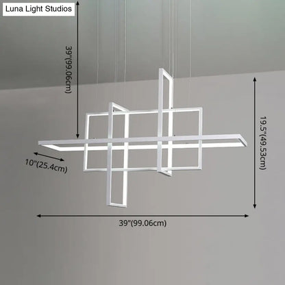 DecorBites™ Minimalist LED White Frame Rectangular Hanging Light with Acrylic Island Lighting Fixture