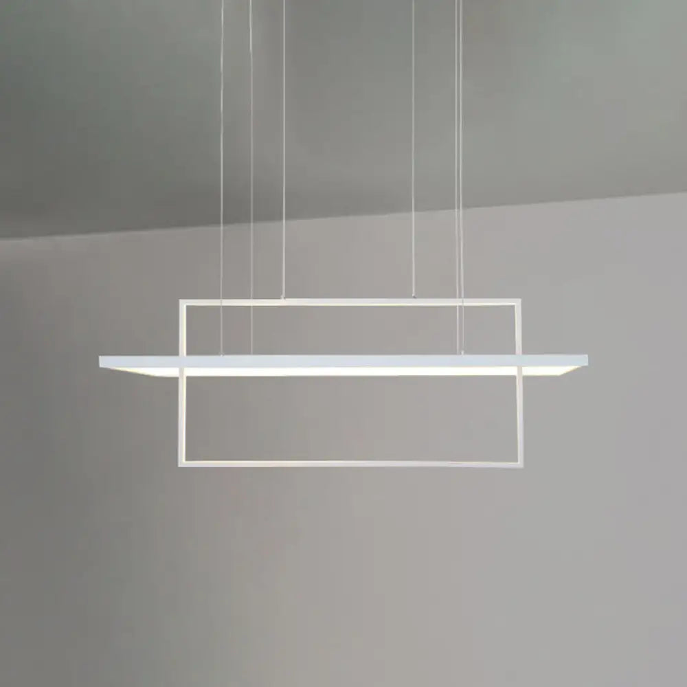 DecorBites™ Minimalist LED White Frame Rectangular Hanging Light with Acrylic Island Lighting Fixture